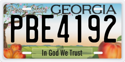 GA license plate PBE4192