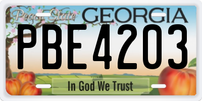 GA license plate PBE4203