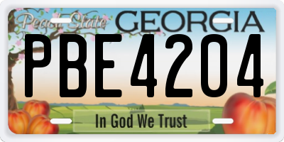 GA license plate PBE4204