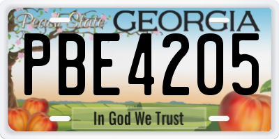 GA license plate PBE4205
