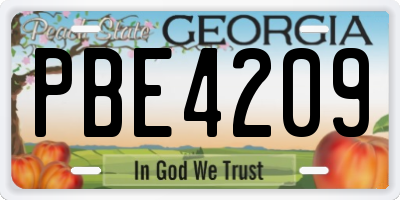 GA license plate PBE4209