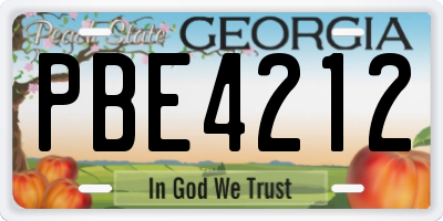 GA license plate PBE4212