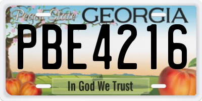 GA license plate PBE4216