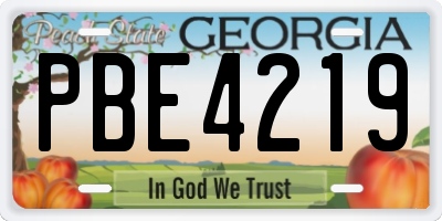 GA license plate PBE4219
