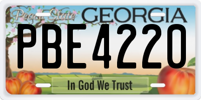 GA license plate PBE4220