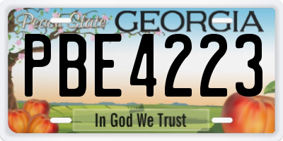 GA license plate PBE4223