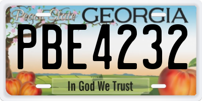 GA license plate PBE4232