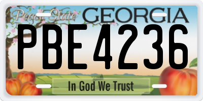 GA license plate PBE4236