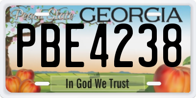 GA license plate PBE4238