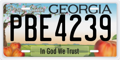 GA license plate PBE4239
