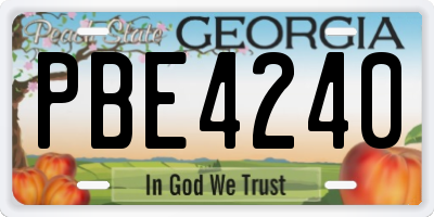 GA license plate PBE4240