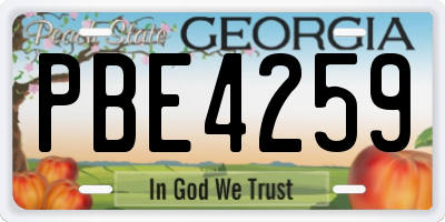 GA license plate PBE4259