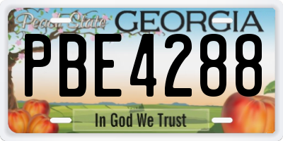 GA license plate PBE4288