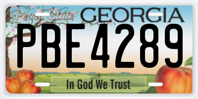 GA license plate PBE4289
