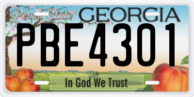 GA license plate PBE4301