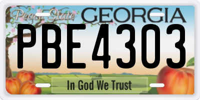 GA license plate PBE4303