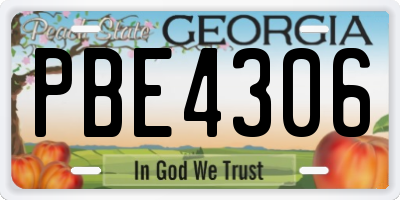 GA license plate PBE4306