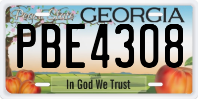 GA license plate PBE4308
