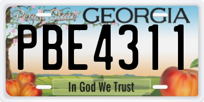 GA license plate PBE4311