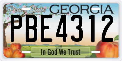 GA license plate PBE4312