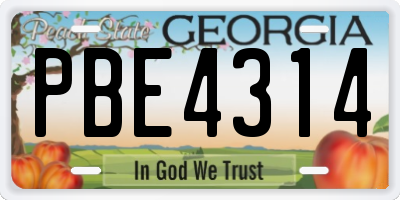 GA license plate PBE4314