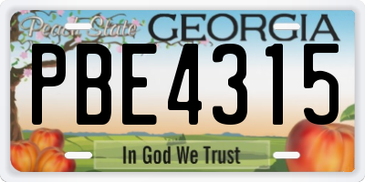 GA license plate PBE4315