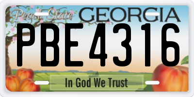 GA license plate PBE4316