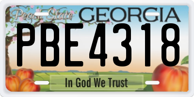 GA license plate PBE4318