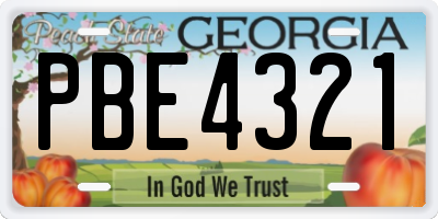 GA license plate PBE4321
