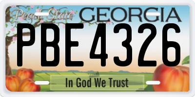 GA license plate PBE4326