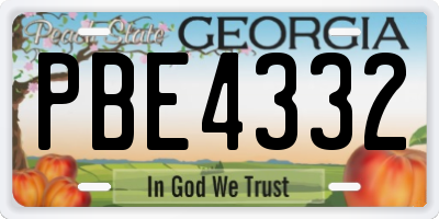 GA license plate PBE4332