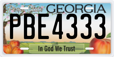 GA license plate PBE4333