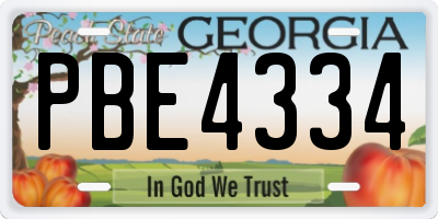GA license plate PBE4334