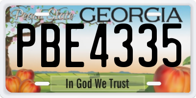 GA license plate PBE4335