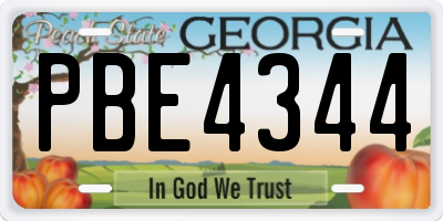 GA license plate PBE4344