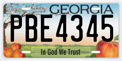 GA license plate PBE4345