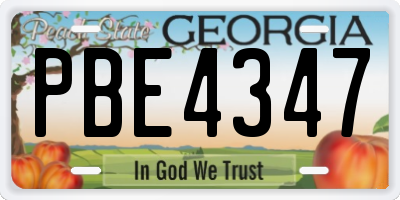 GA license plate PBE4347