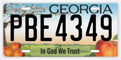 GA license plate PBE4349
