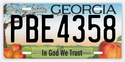 GA license plate PBE4358