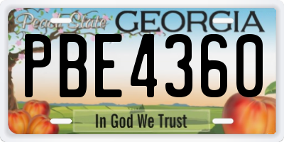 GA license plate PBE4360