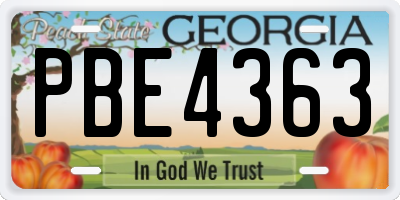 GA license plate PBE4363