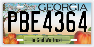 GA license plate PBE4364
