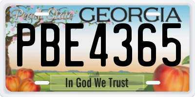 GA license plate PBE4365
