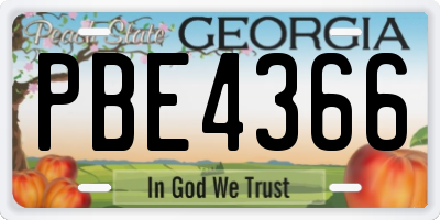 GA license plate PBE4366
