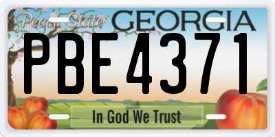 GA license plate PBE4371