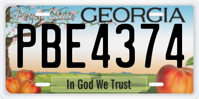 GA license plate PBE4374
