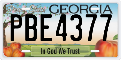 GA license plate PBE4377