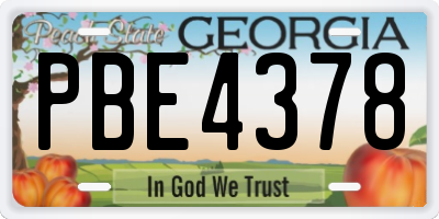 GA license plate PBE4378