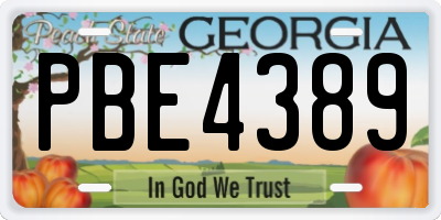 GA license plate PBE4389