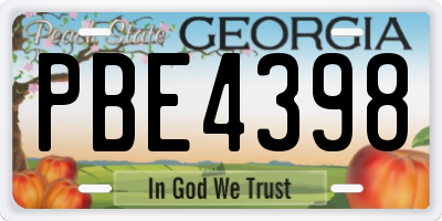 GA license plate PBE4398